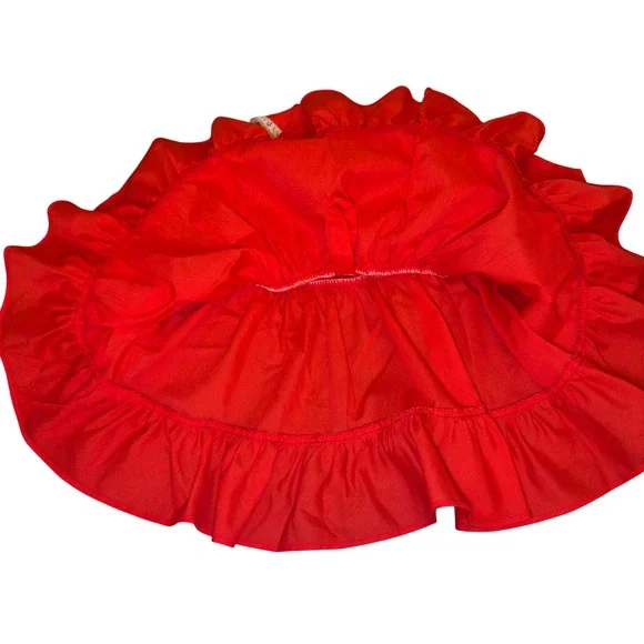 Vintage Toddler Baby Girl Red Long Sleeve Ruffle Holiday Valentine Dress Lace 2T - Picture 7 of 8